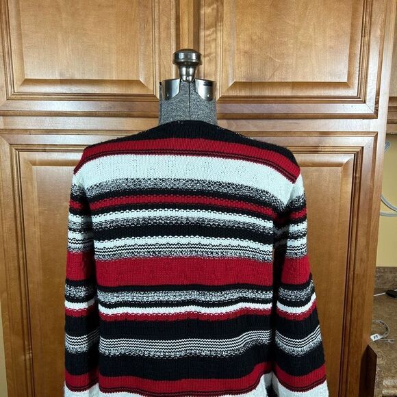 Vintage Reba Rose Made in New York Black White and Red Striped Knitted Cardigan - Picture 15 of 15